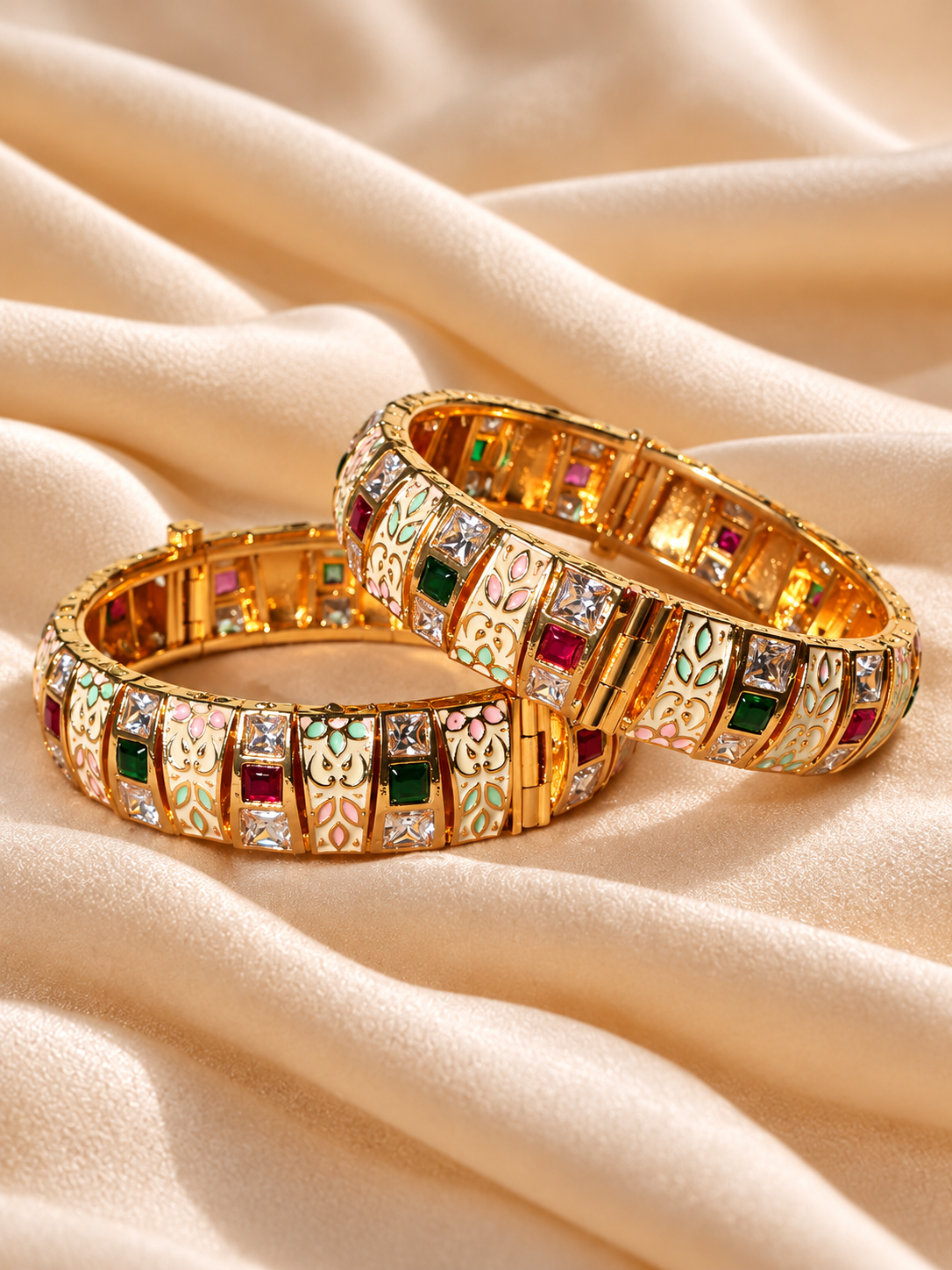 Meenakari Kundan Polki Heritage Bangles