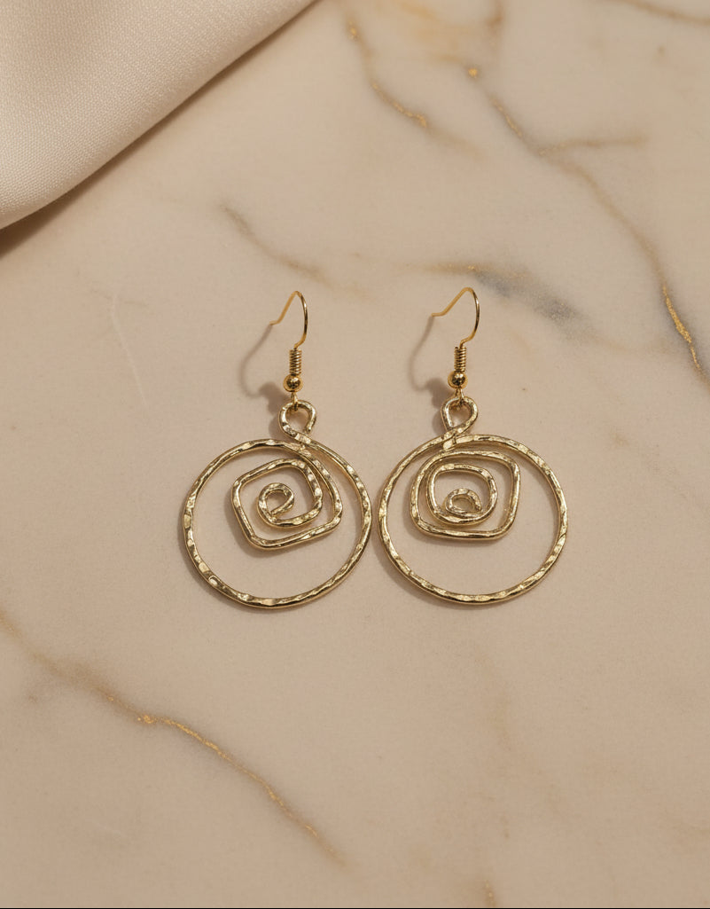 Handmade Gold-Plated Brass Spiral Earrings