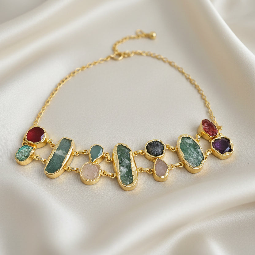 Raw Gemstone Mosaic Choker