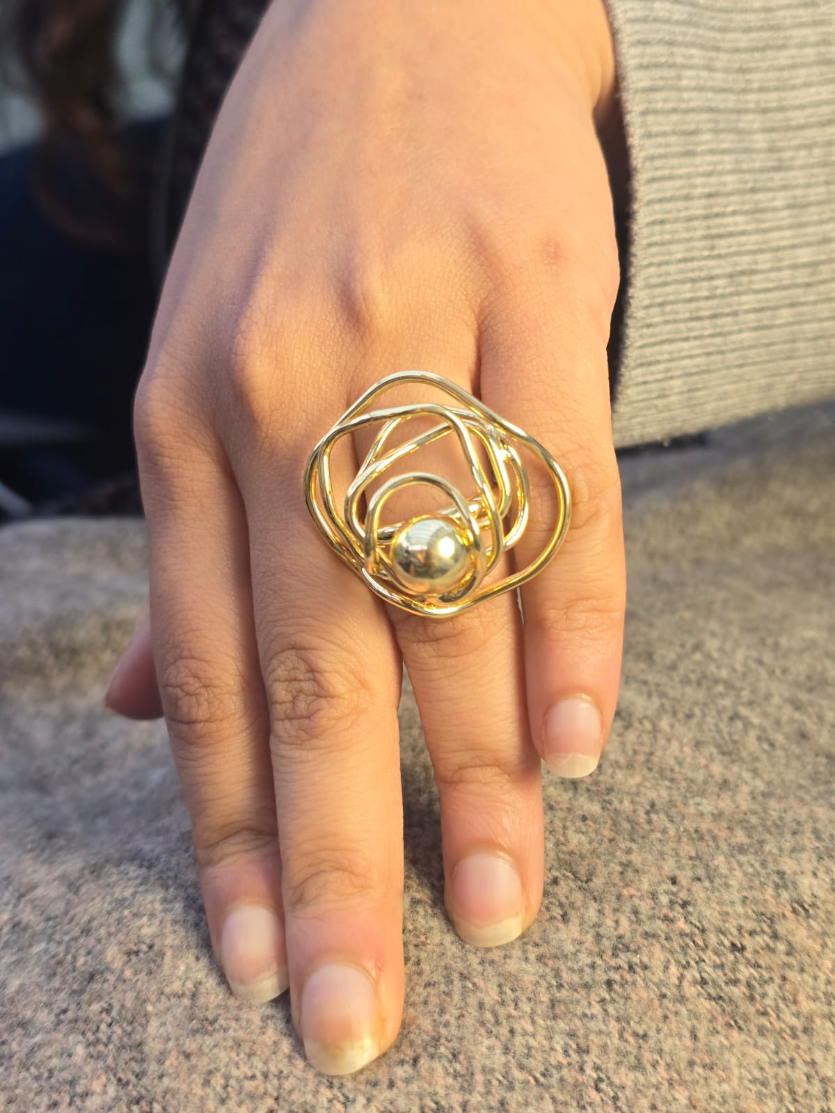 Gold Sculptural Spiral Statement Ring