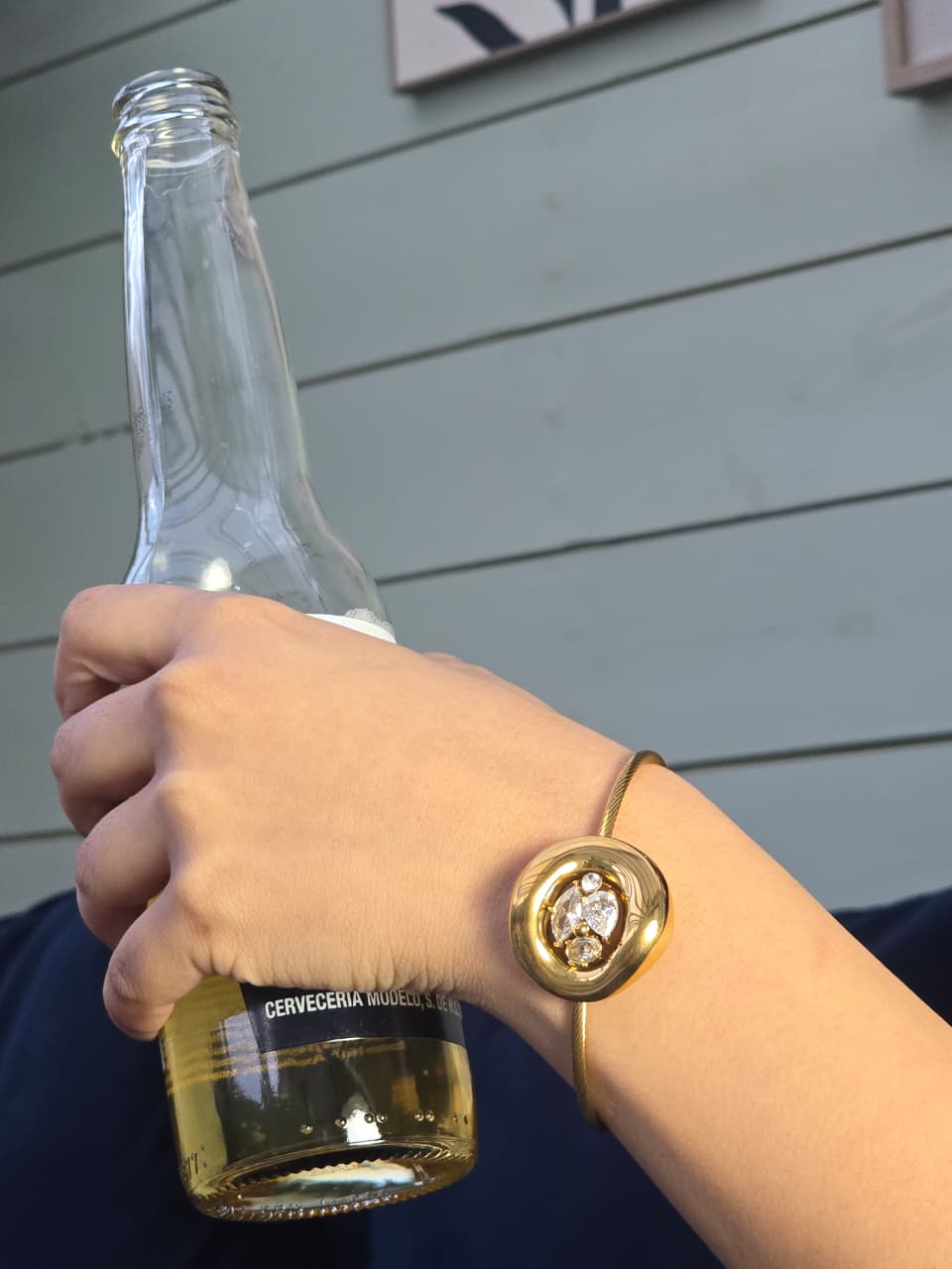 Gold Plated Anti-Tarnish Crystal Dome Cuff Bracelet