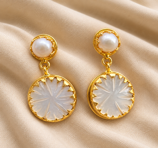 Muktika Mother of Pearl Statement Earrings