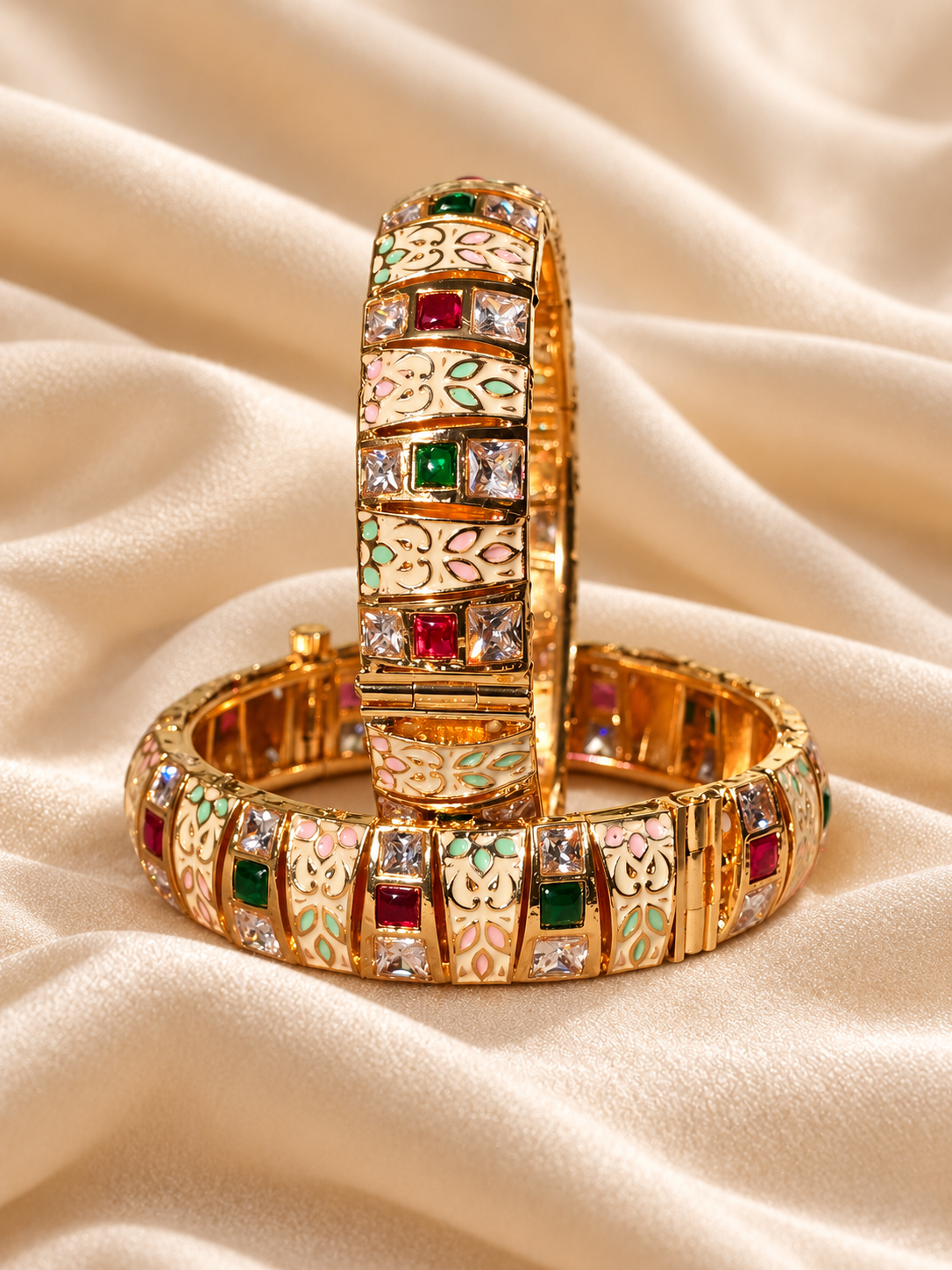 Meenakari Kundan Polki Heritage Bangles