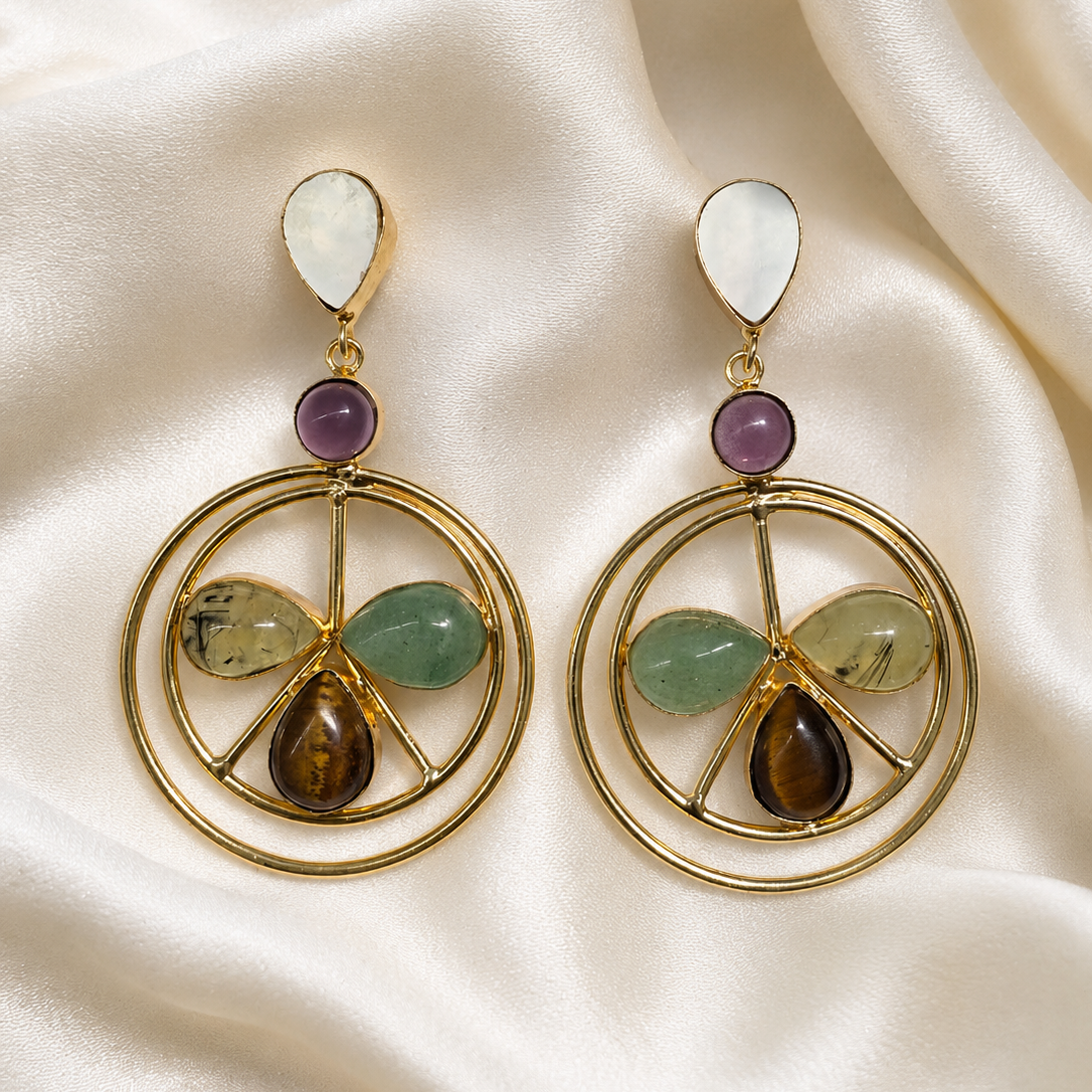 Harmony Circle Gemstone Earrings