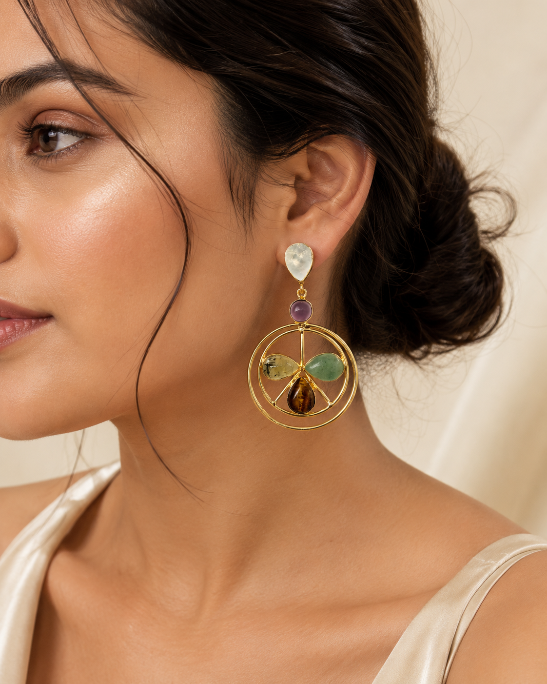 Harmony Circle Gemstone Earrings