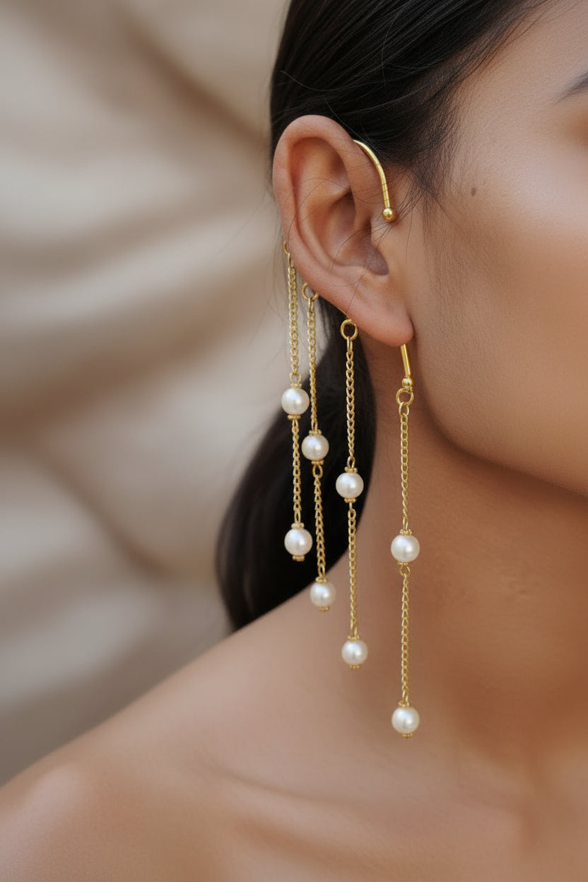 Handcrafted 22K Gold Plated Pearl Ear Cuffs