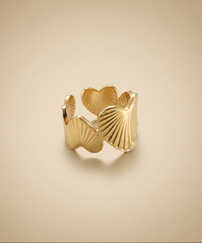 Gold-Plated Textured Leaf Ring