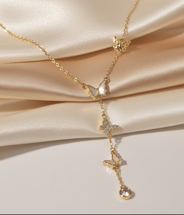 Gold-Plated Butterfly Drop Necklace