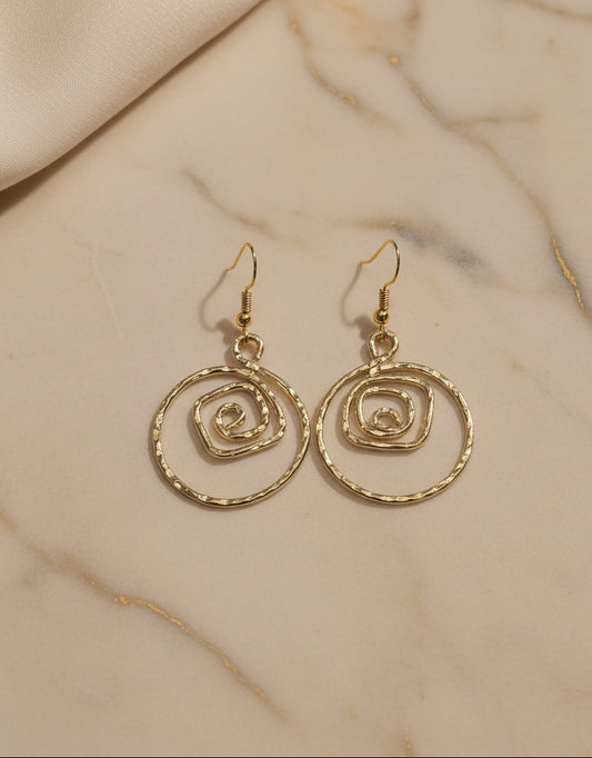 Handmade Gold-Plated Brass Spiral Earrings