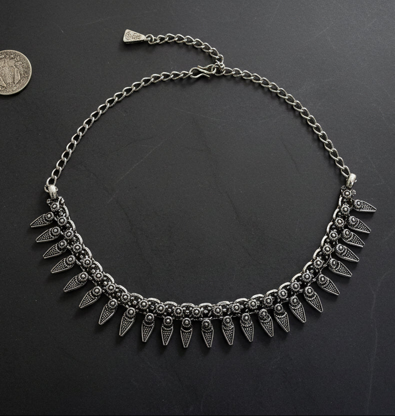 German Silver Tribal Choker Necklace