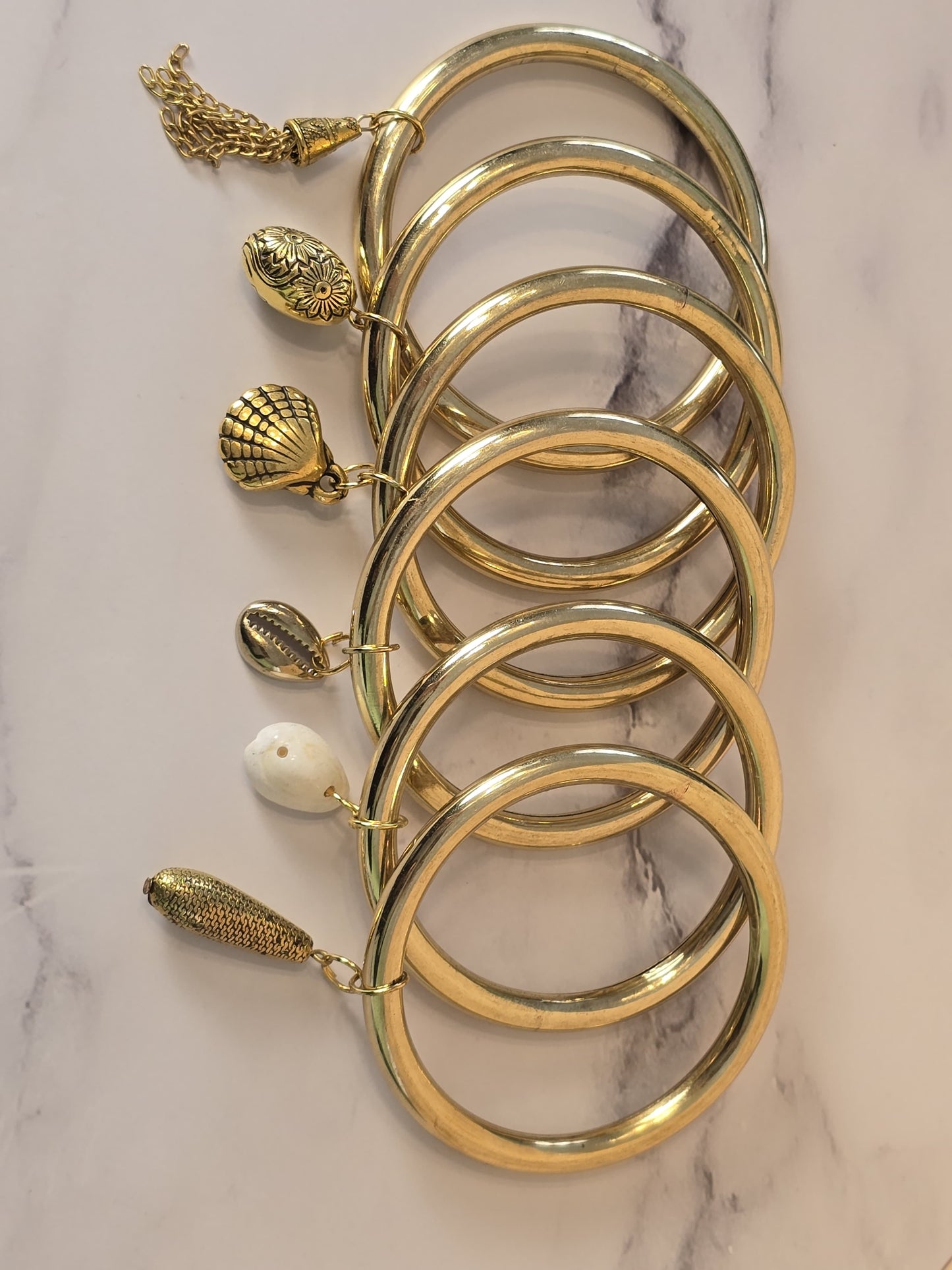 Gold Plated Charms Bangle Stack