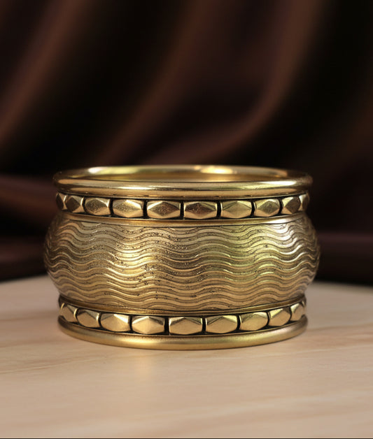 Gold Plated Textured Brass Bangle Stack