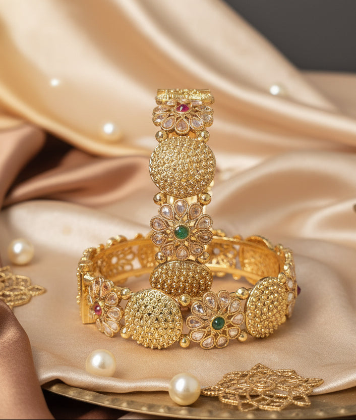 18K Gold-Plated Kundan Jadau Bangle Set