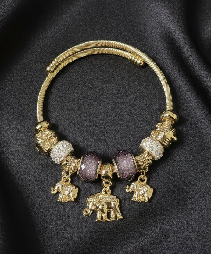 Fortune Elephant Charm Bangle