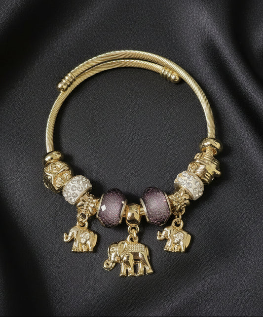 Fortune Elephant Charm Bangle