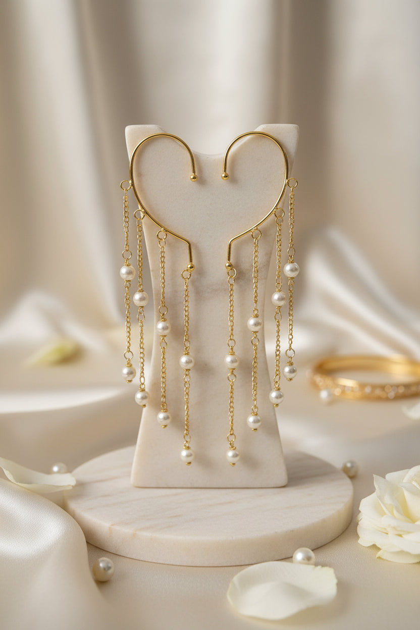 Handcrafted 22K Gold Plated Pearl Ear Cuffs