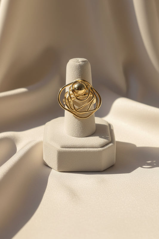Gold Sculptural Spiral Statement Ring