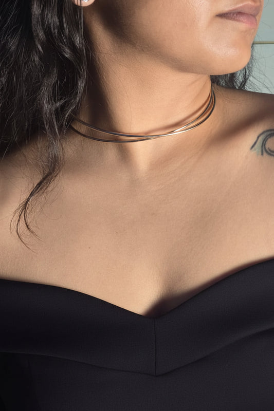 Minimal Gold Layered Choker Necklace