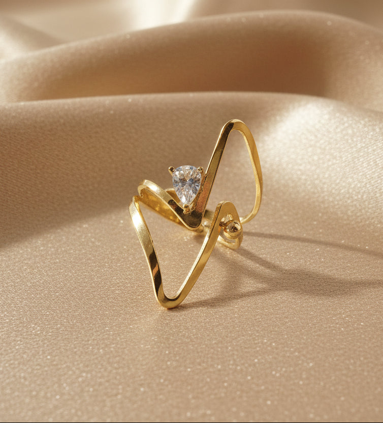 Gold-Plated Abstract Open Ring