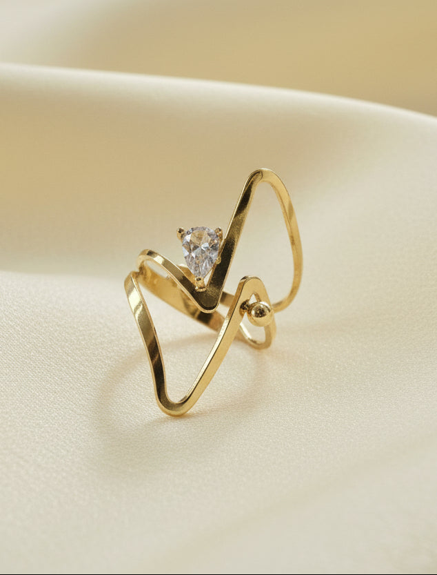 Gold-Plated Abstract Open Ring