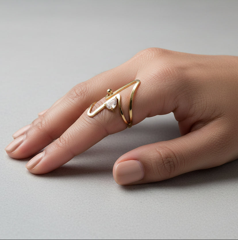Gold-Plated Abstract Open Ring
