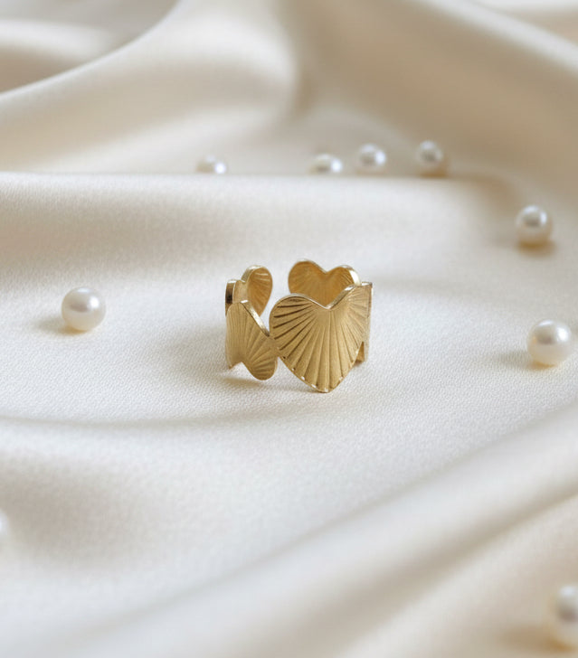 Gold-Plated Textured Leaf Ring