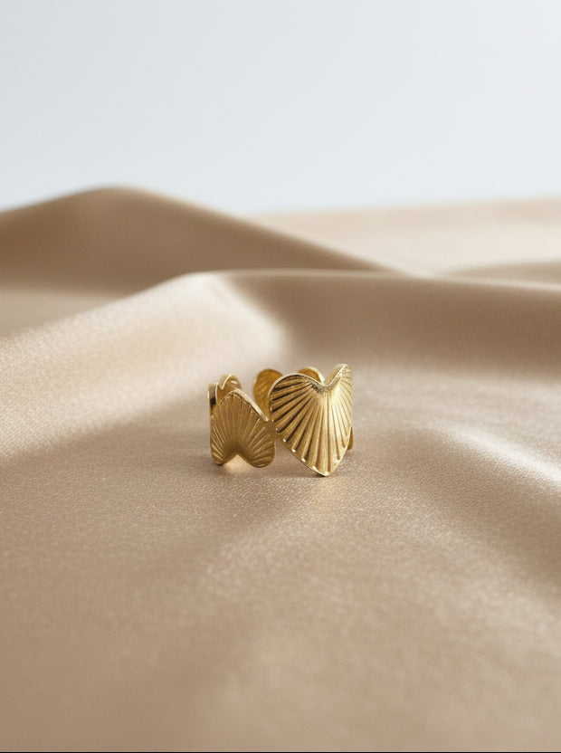Gold-Plated Textured Leaf Ring