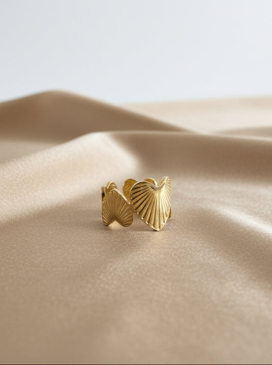 Gold-Plated Textured Leaf Ring