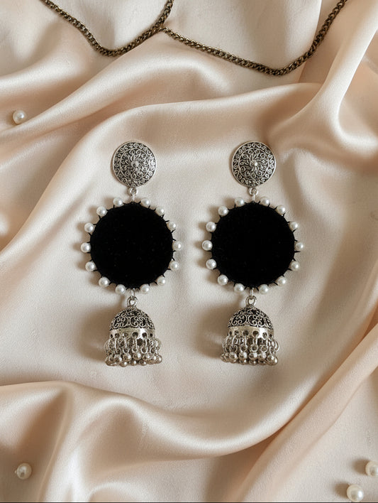 Handmade German Silver Fabric Jhumka