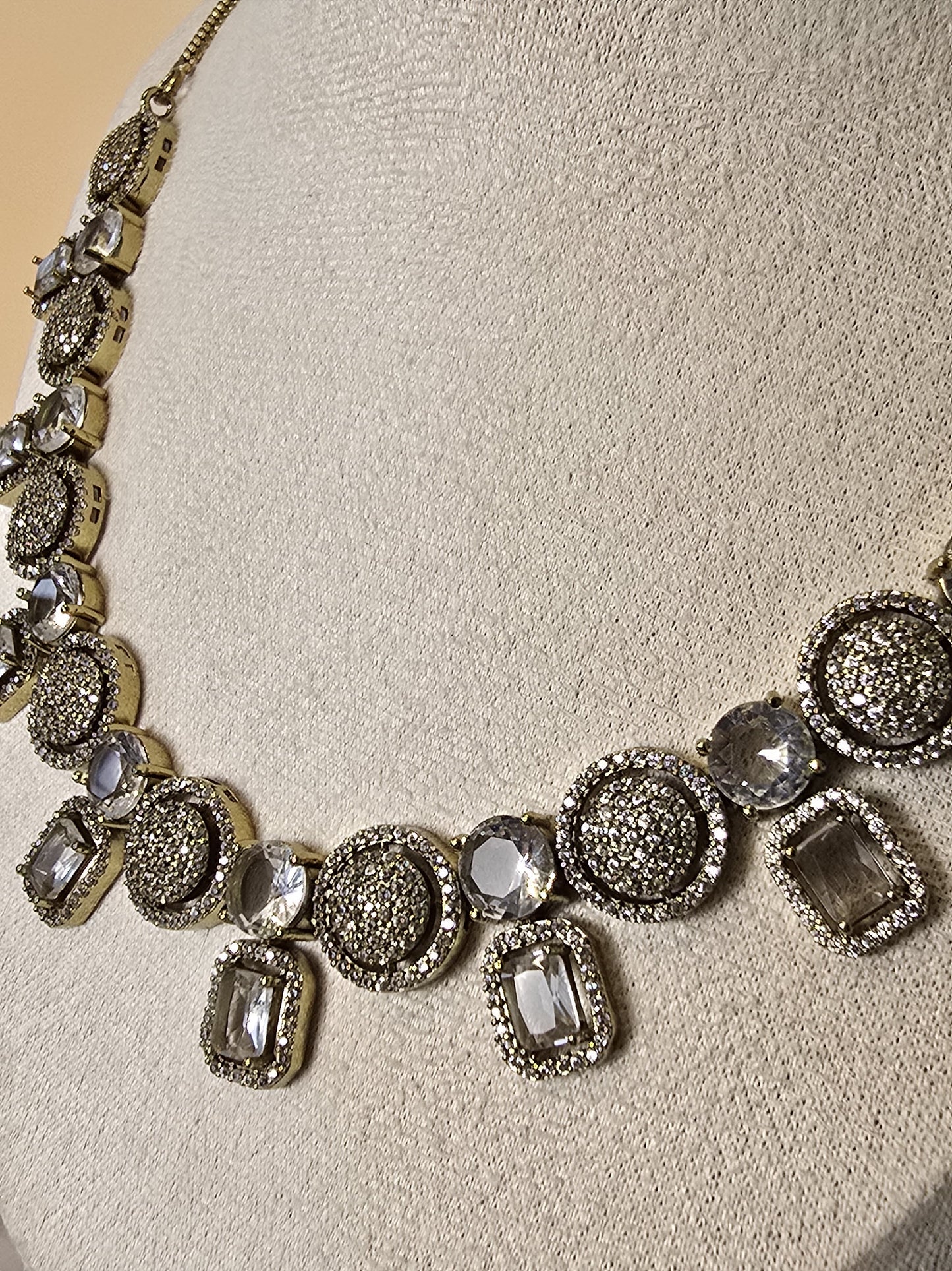 Dual Tone American Diamond Necklace Set