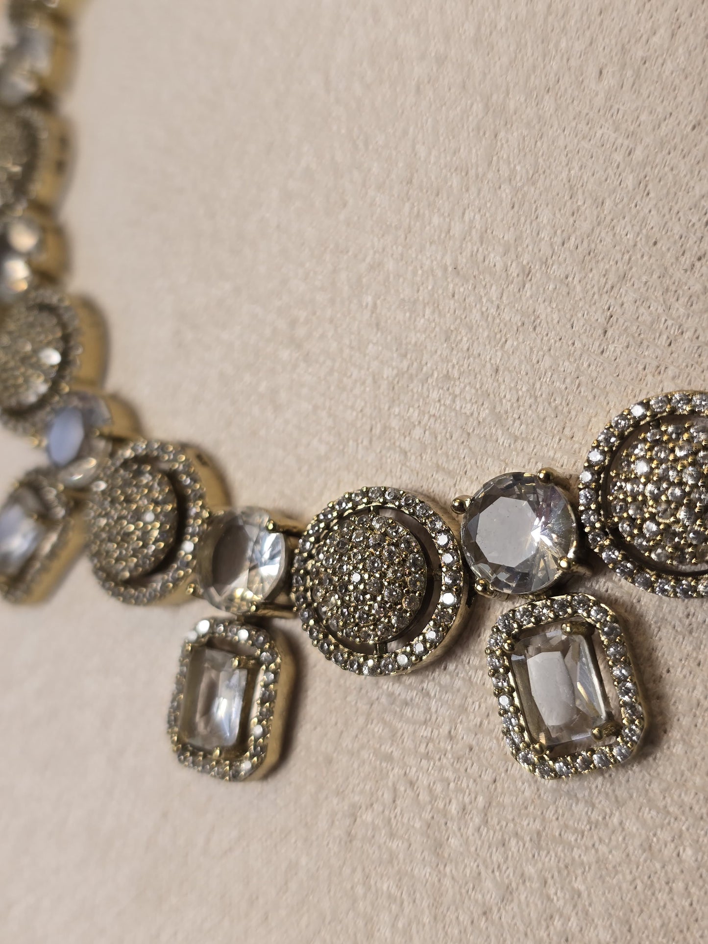 Dual Tone American Diamond Necklace Set