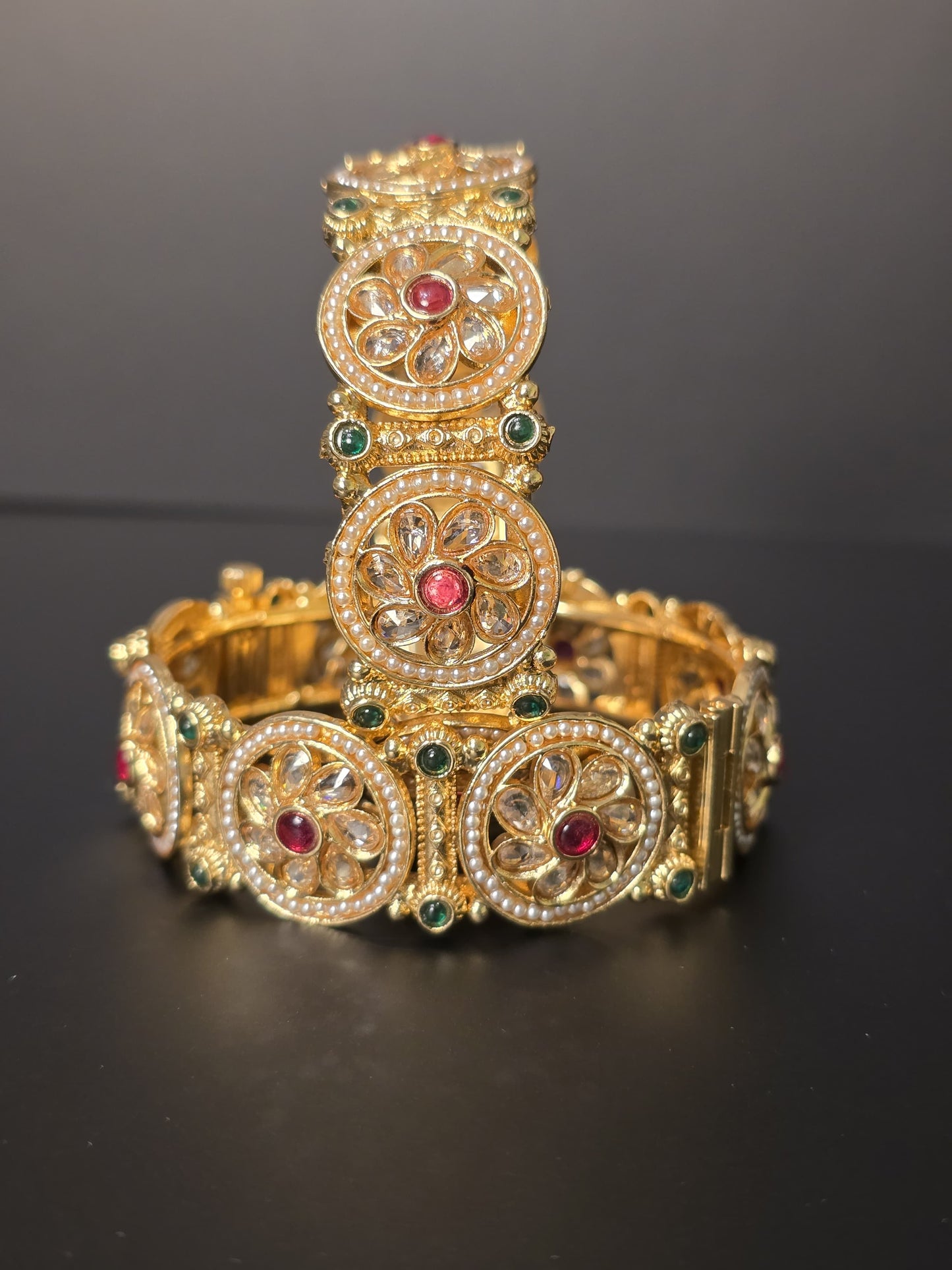 18K Gold-Plated Kundan Art Bangle Set