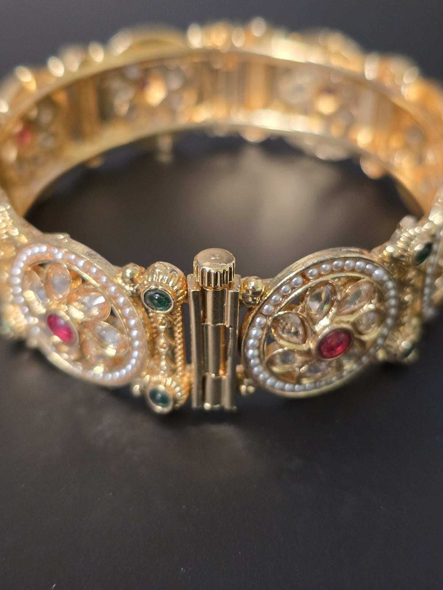 18K Gold-Plated Kundan Art Bangle Set