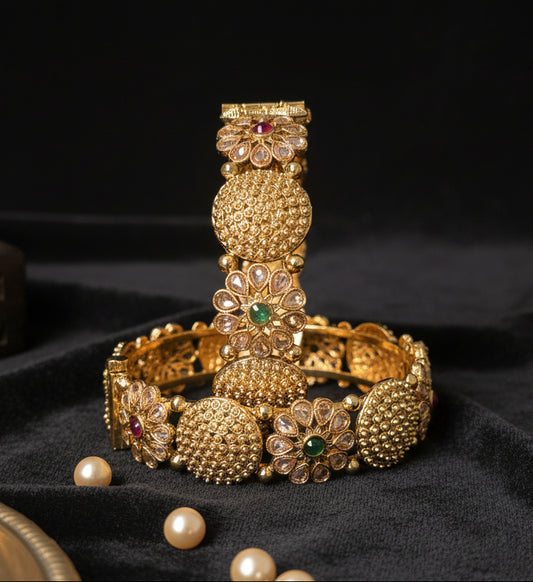18K Gold-Plated Kundan Jadau Bangle Set