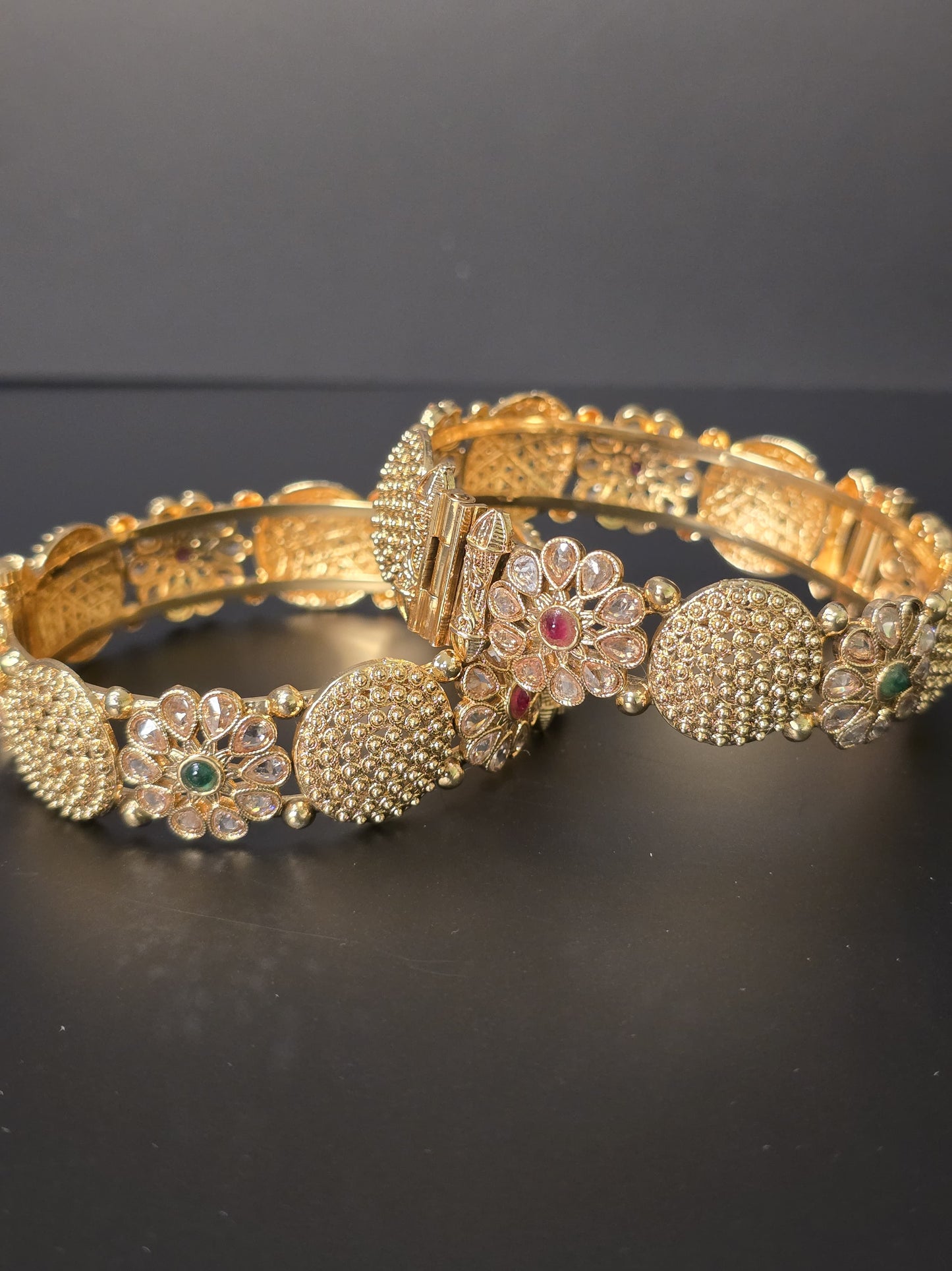 18K Gold-Plated Kundan Jadau Bangle Set