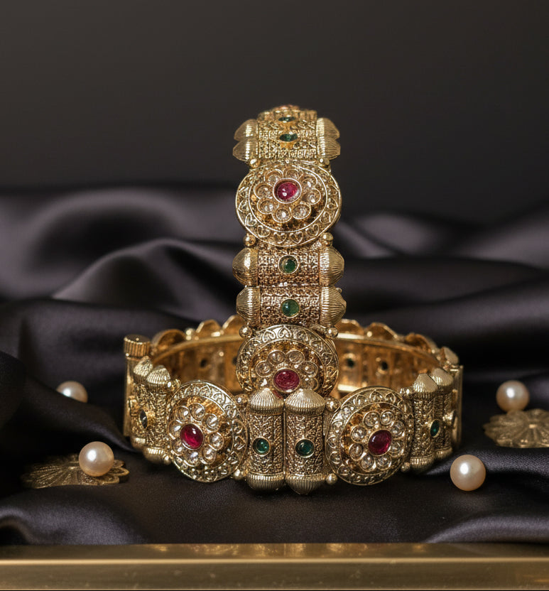 18K Gold-Plated Kundan Jadau Bangle Set