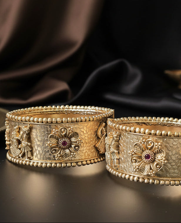 Rajwada-Inspired 18K Gold-Plated Royal Bangle Set
