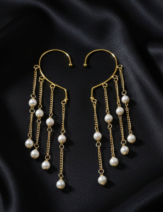 Handcrafted 22K Gold Plated Pearl Ear Cuffs