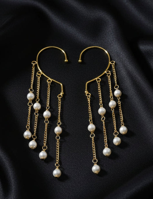Handcrafted 22K Gold Plated Pearl Ear Cuffs