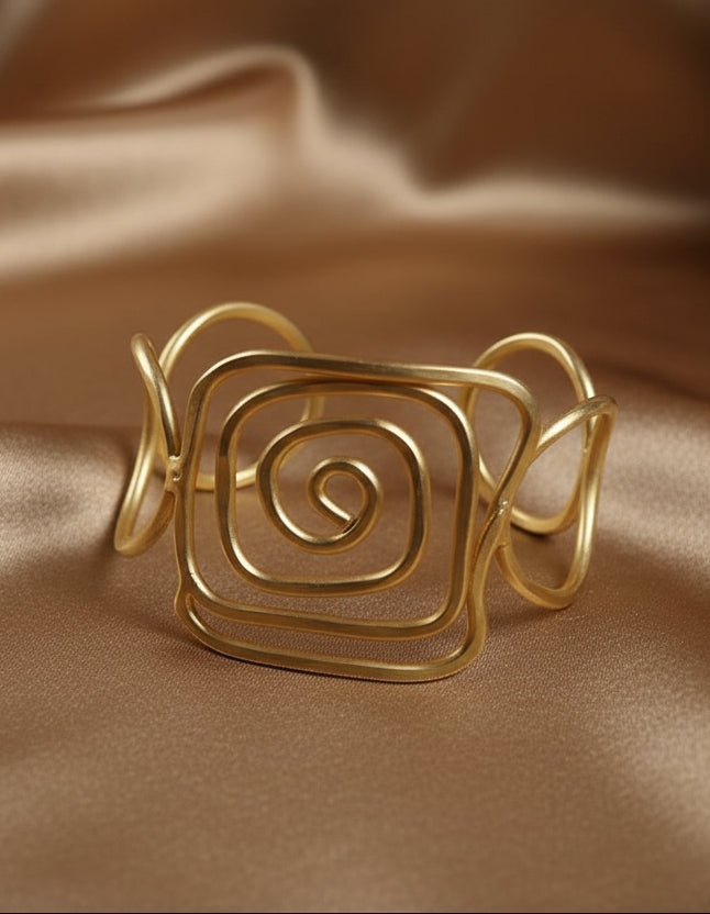 Handcrafted Brass Spiral Cuff Bracelet