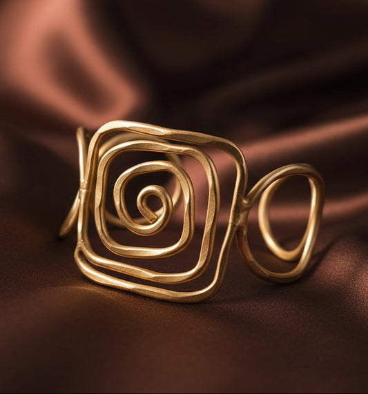 Handcrafted Brass Spiral Cuff Bracelet