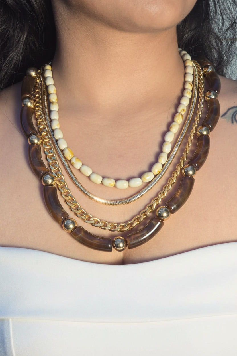 Handcrafted Layered Holiday Statement Necklace