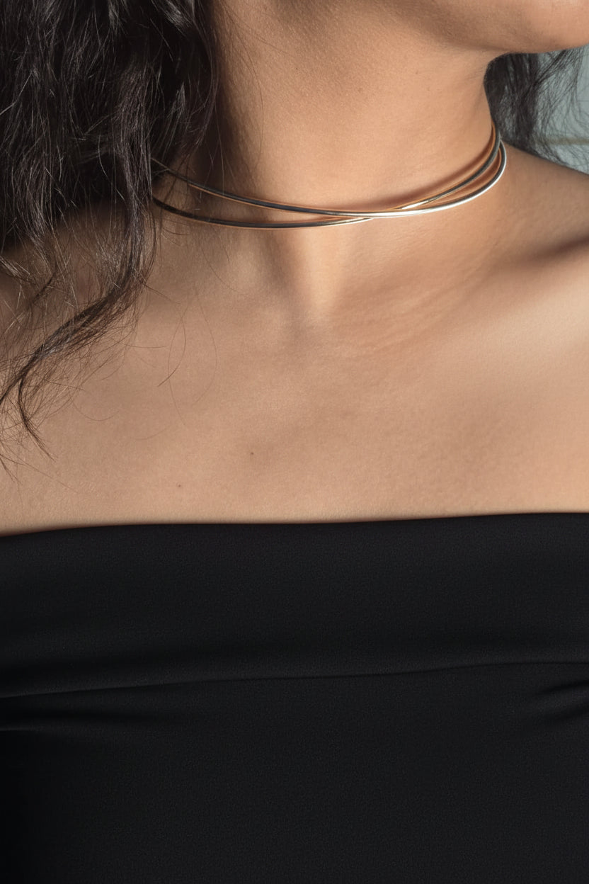 Minimal Gold Layered Choker Necklace