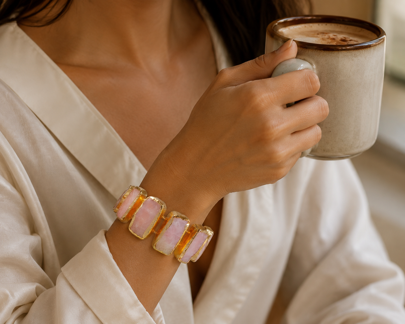 Rose Quartz Cuff Bracelet