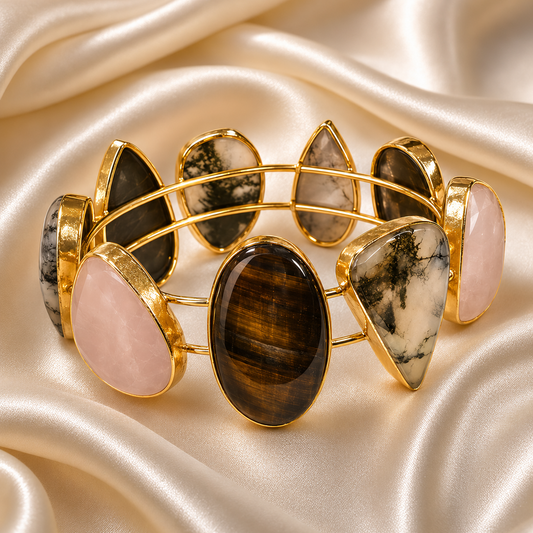 Multi-Gemstone Statement Cuff Bracelet