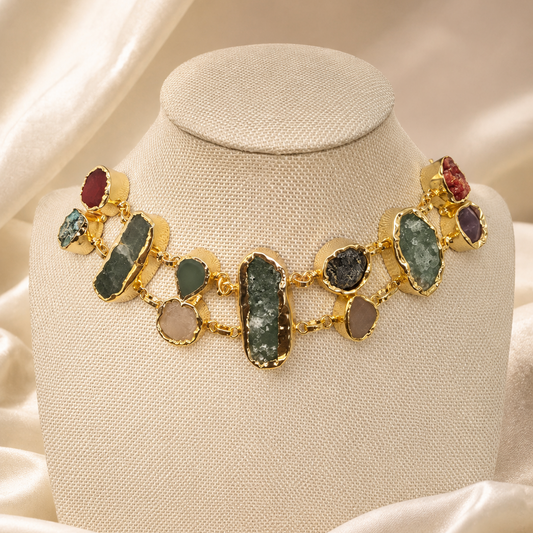 Raw Gemstone Mosaic Choker