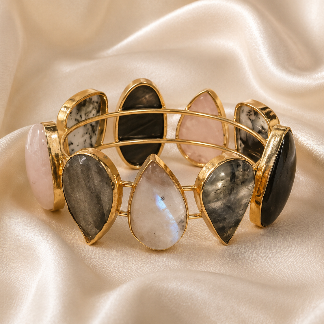 Multi-Gemstone Statement Cuff Bracelet
