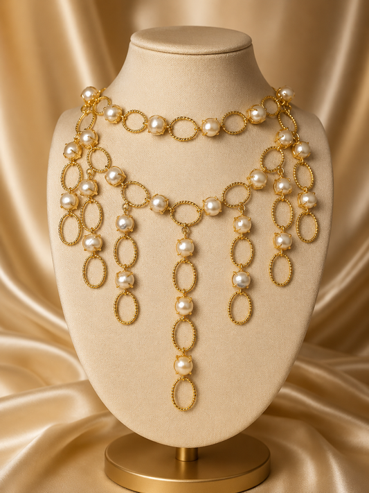 Baroque Pearl Cascade Statement Necklace